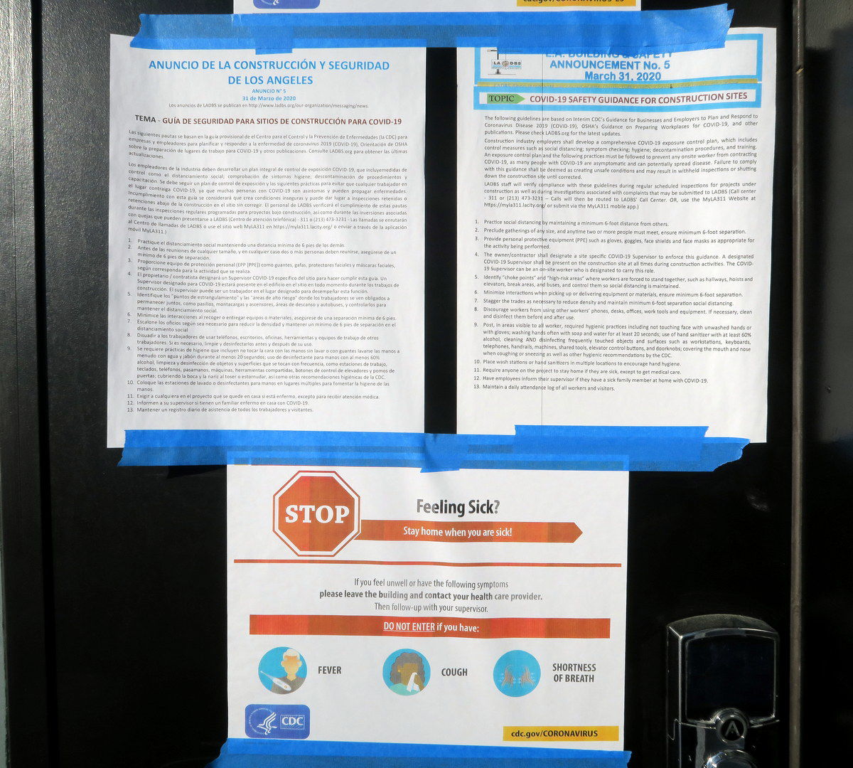 Coronavirus orders on Elysian valley construction site